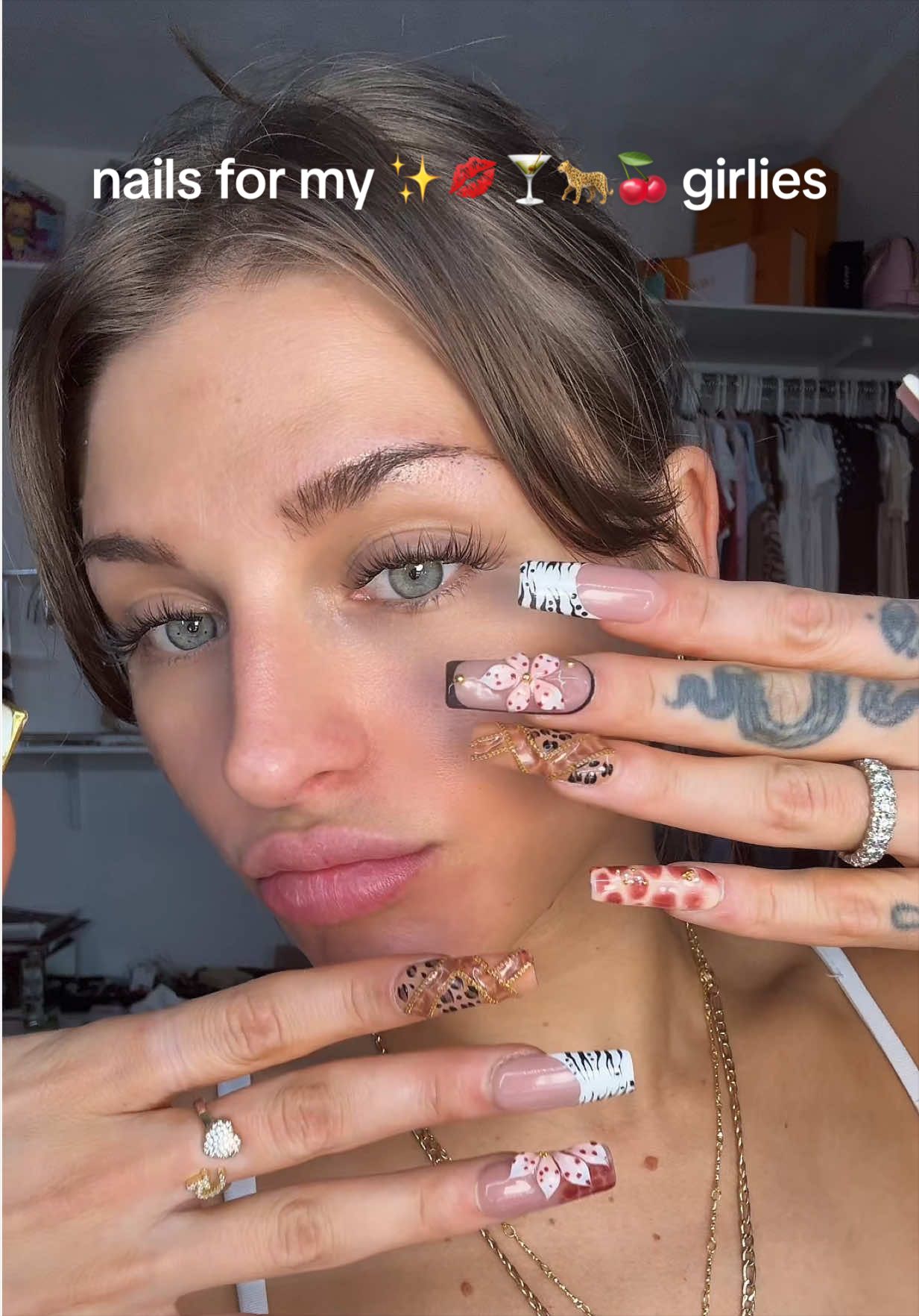 TikTok post by @giannagentile__ for Nailvesta. Caption reads: [...] to the salon in almost a year 💅🐆....