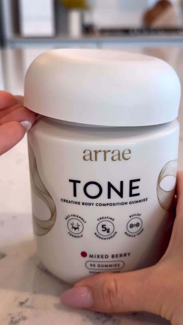 Instagram post by @kate_cleanhome for Arrae. Caption reads: Restocking my weekly Arrae Creatine Gummies....
