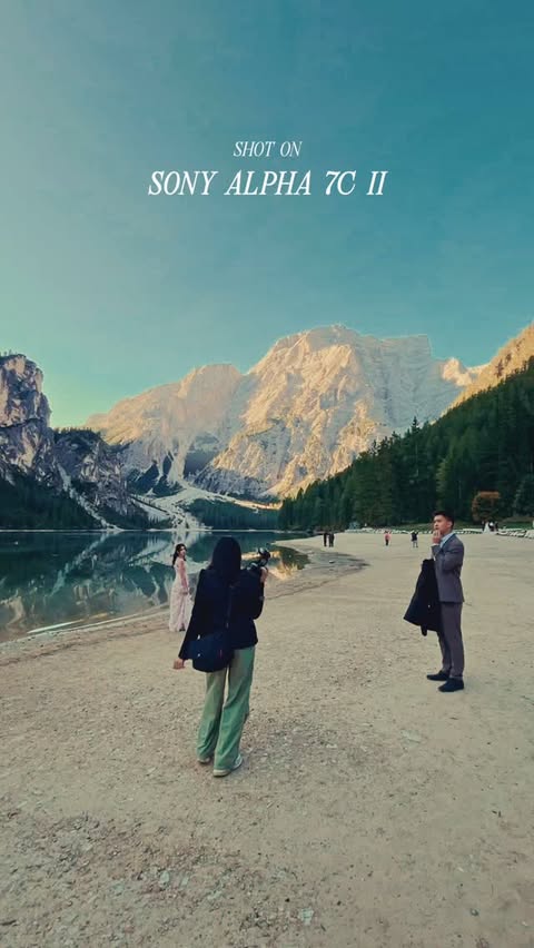 Instagram post by @levanacy for Sony Alpha. Caption reads: Prewedding shoot in Italy. Sony Alpha 7C II feels....