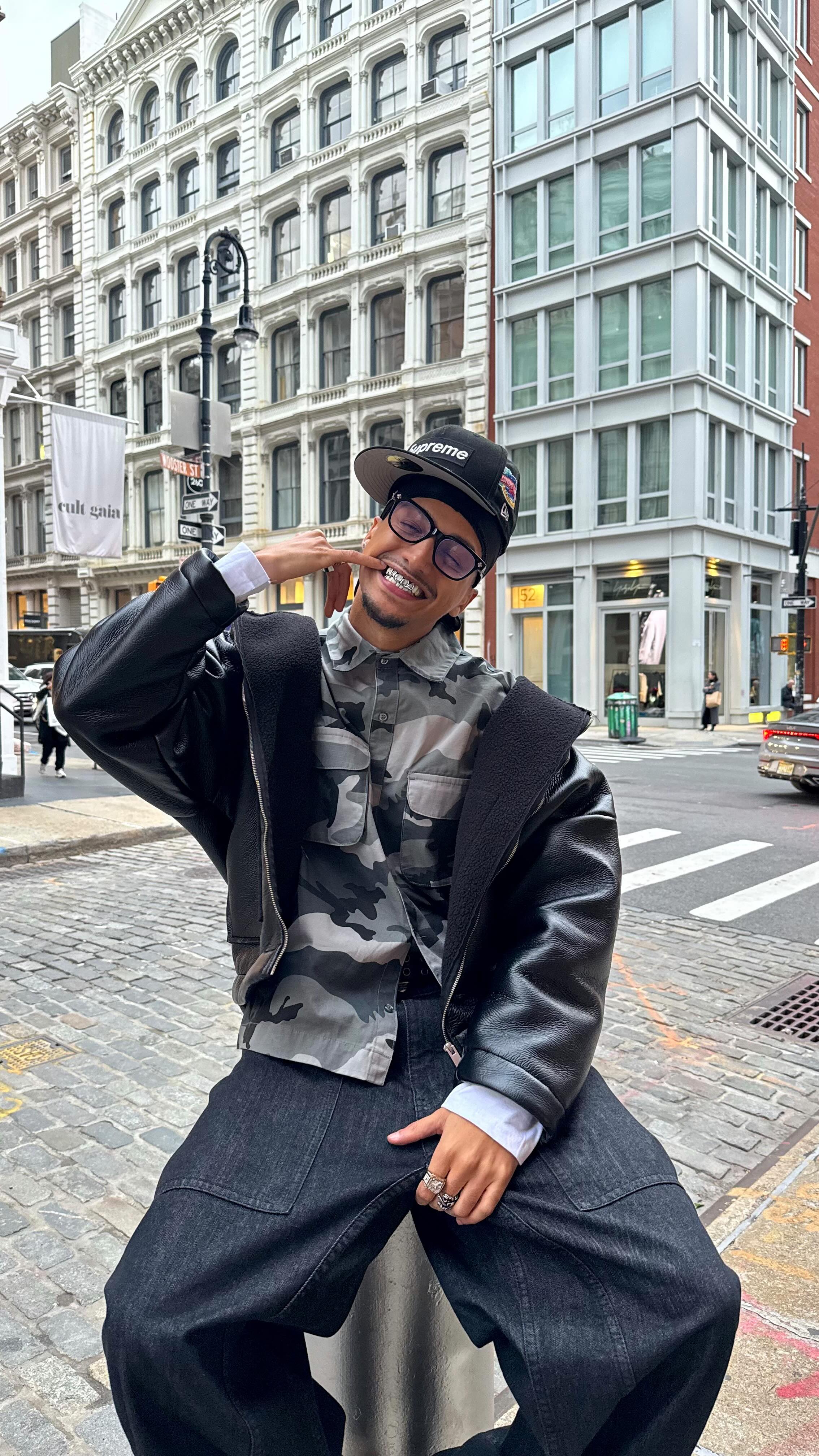 Instagram post by @olibrom for boohooMAN. Caption reads: My weekly streetwear outfits 🫂✨....