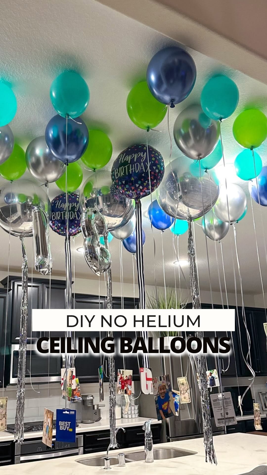 Instagram post by @oneflymama for Party City. Caption reads: Looking for a fun birthday balloon surprise for....