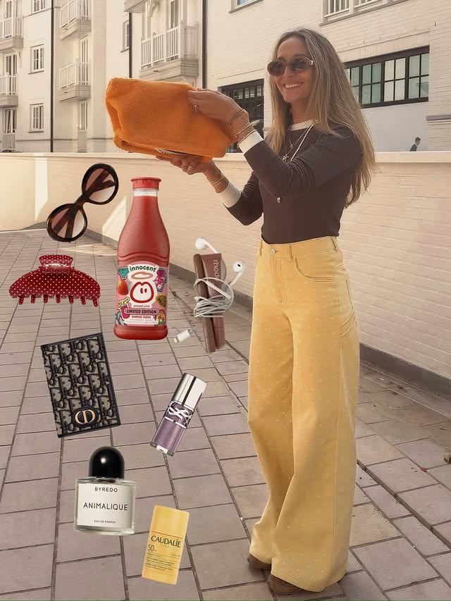 Instagram post by @tianykirilove for Innocent Drinks. Caption reads: advertentie ❤️What’s in my bag ❤️ #innocent....