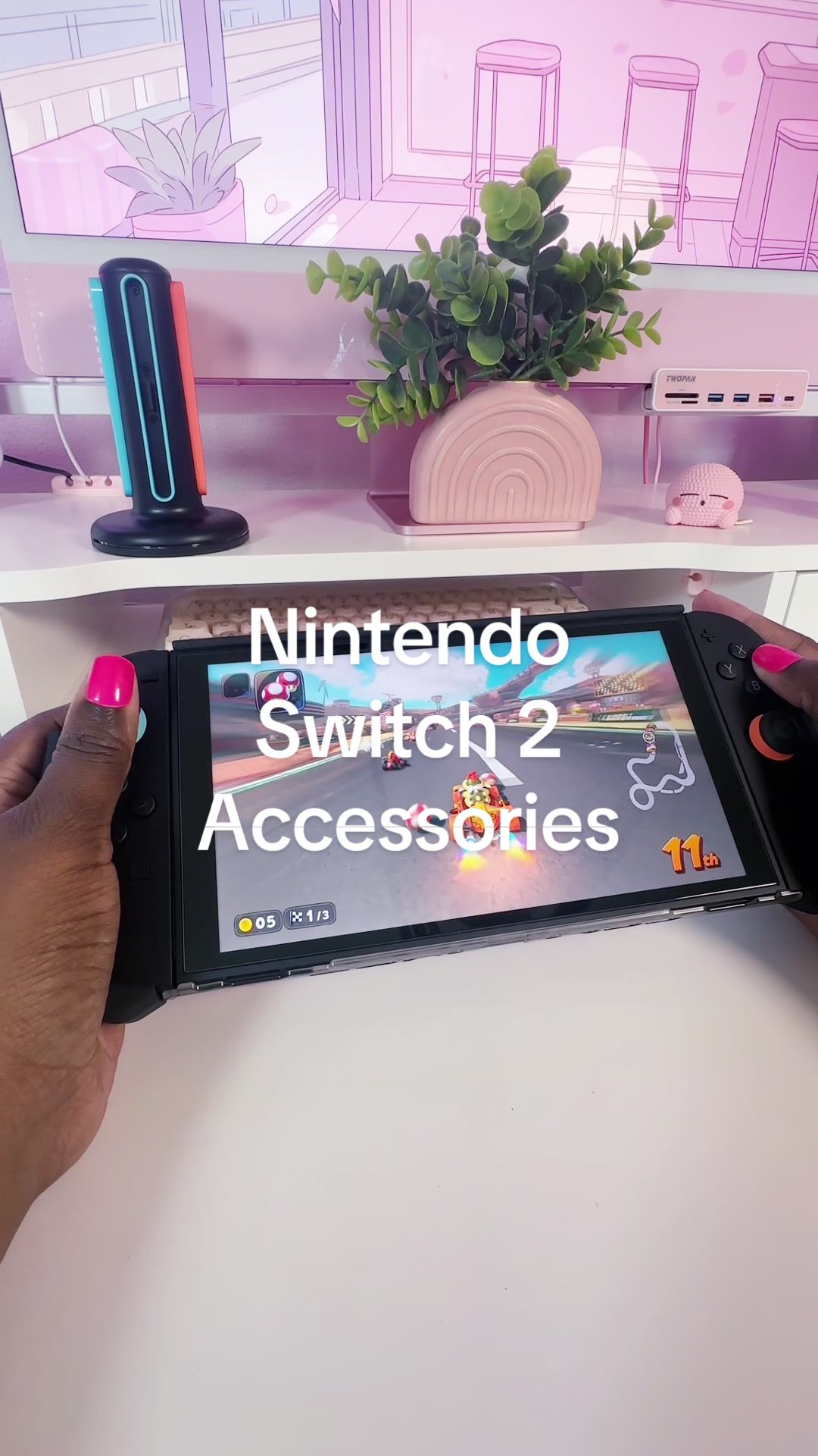 TikTok post by @ageekychick for Supcase. Caption reads: [...] accessories for the Nintendo Switch 2....