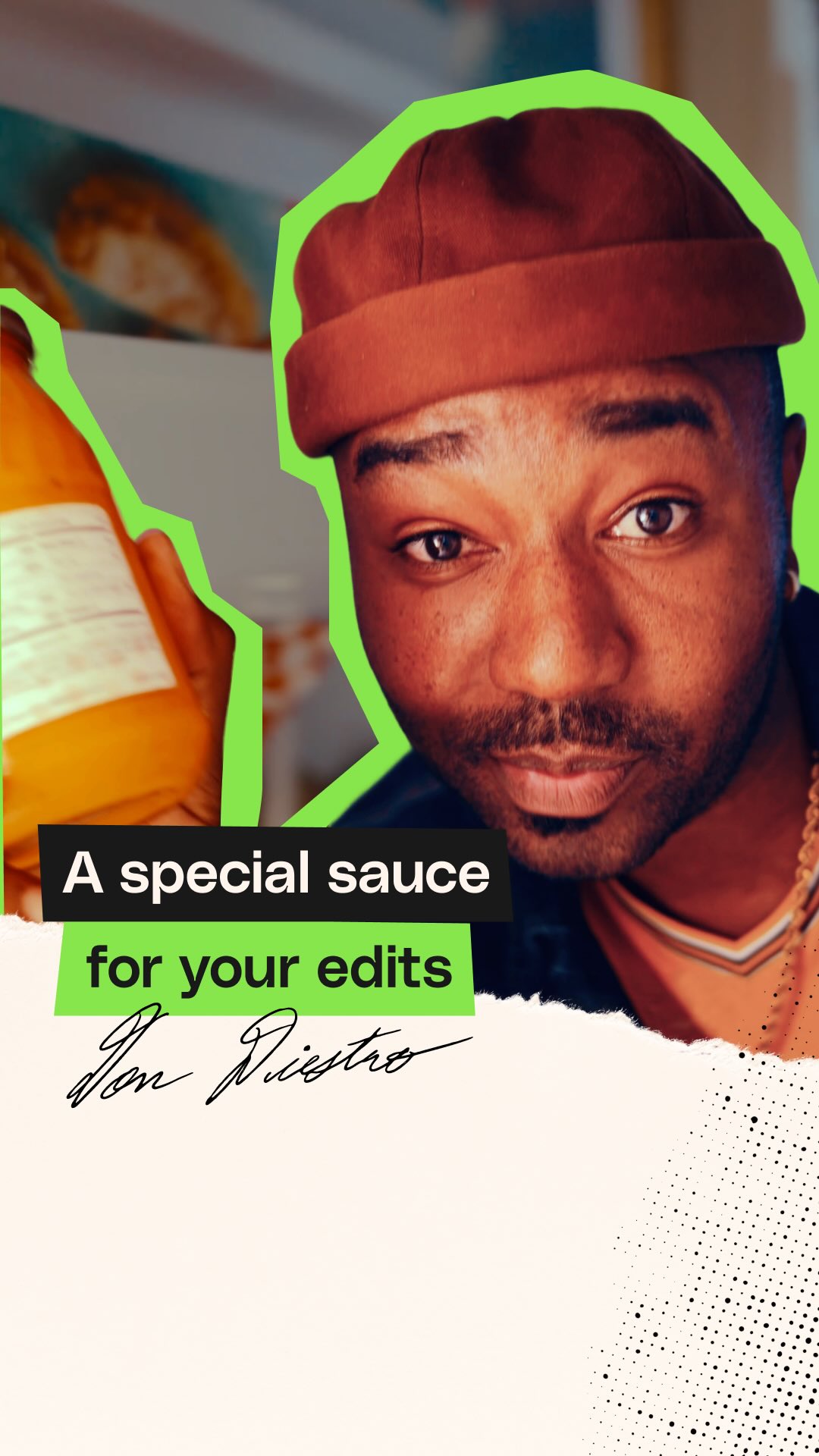 Instagram post by @itsdondiestro for Envato. Caption reads: [...] right asset to flip your whole edit. @envato....