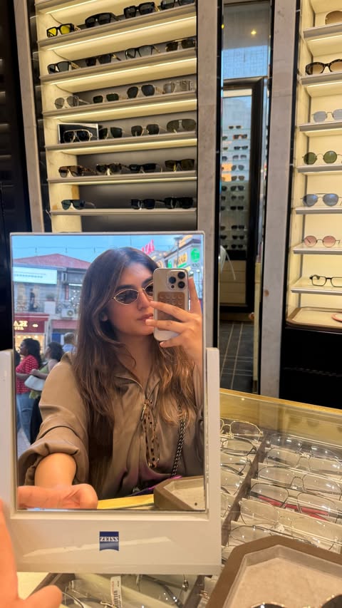 Instagram post by @gia.sharma for Miu Miu. Caption reads: Being that girl. @miumiu 🕶️ . . [new sunnies,....