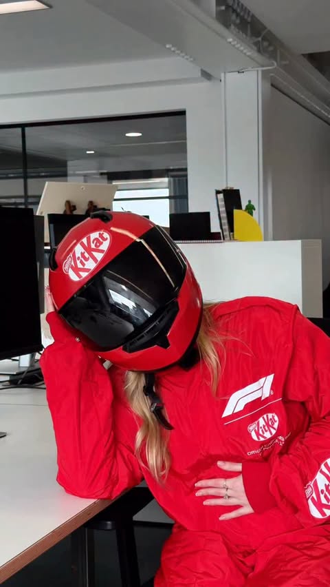 Instagram post by @theoliviahartley for KITKAT. Caption reads: @kitkat trusted me with their new Break Helmet....