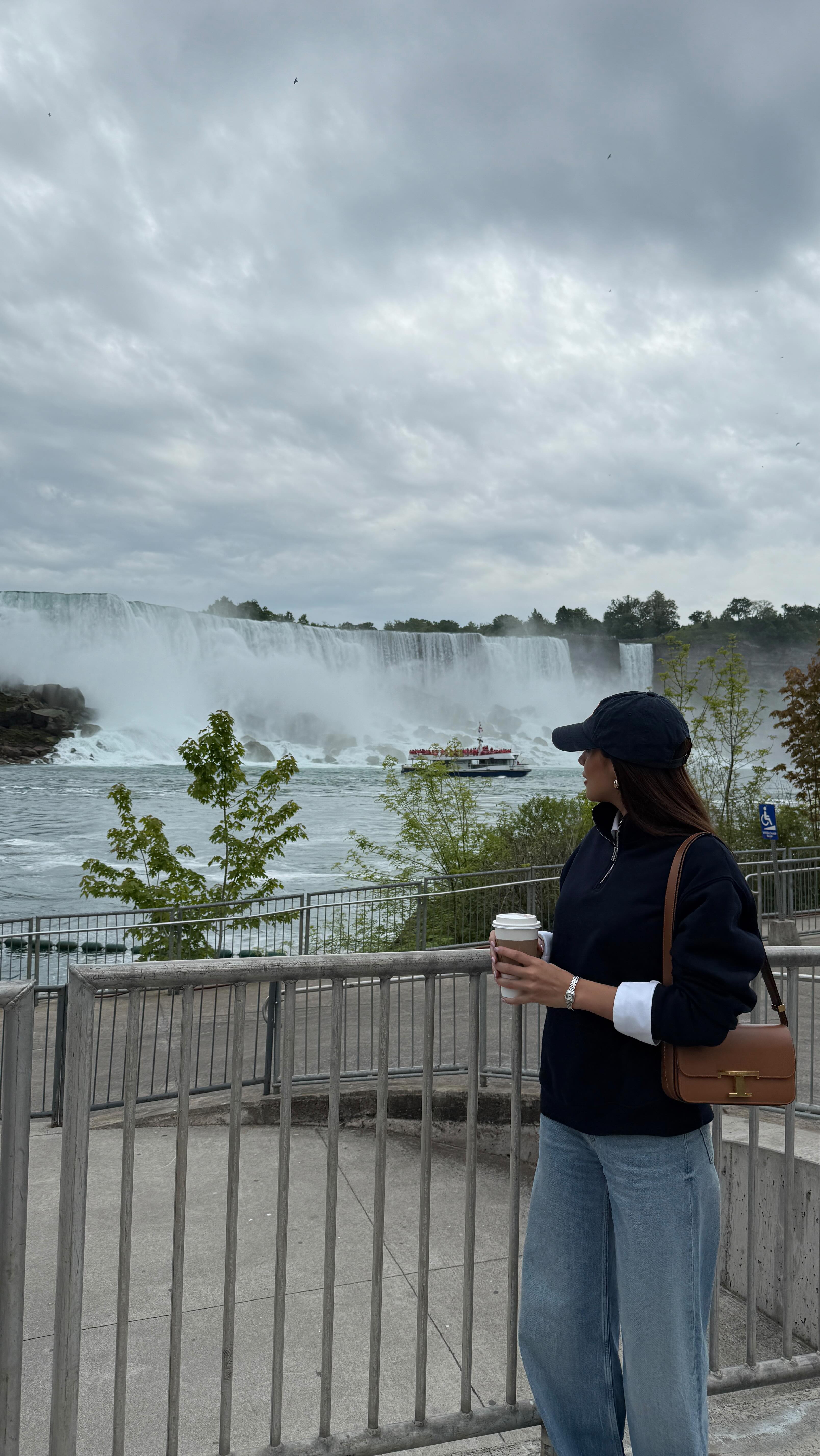 Instagram post by @maxcollinsofficial for TOD'S. Caption reads: Niagara Falls you have my ♥️ 

@tods 
@ssilifeph....