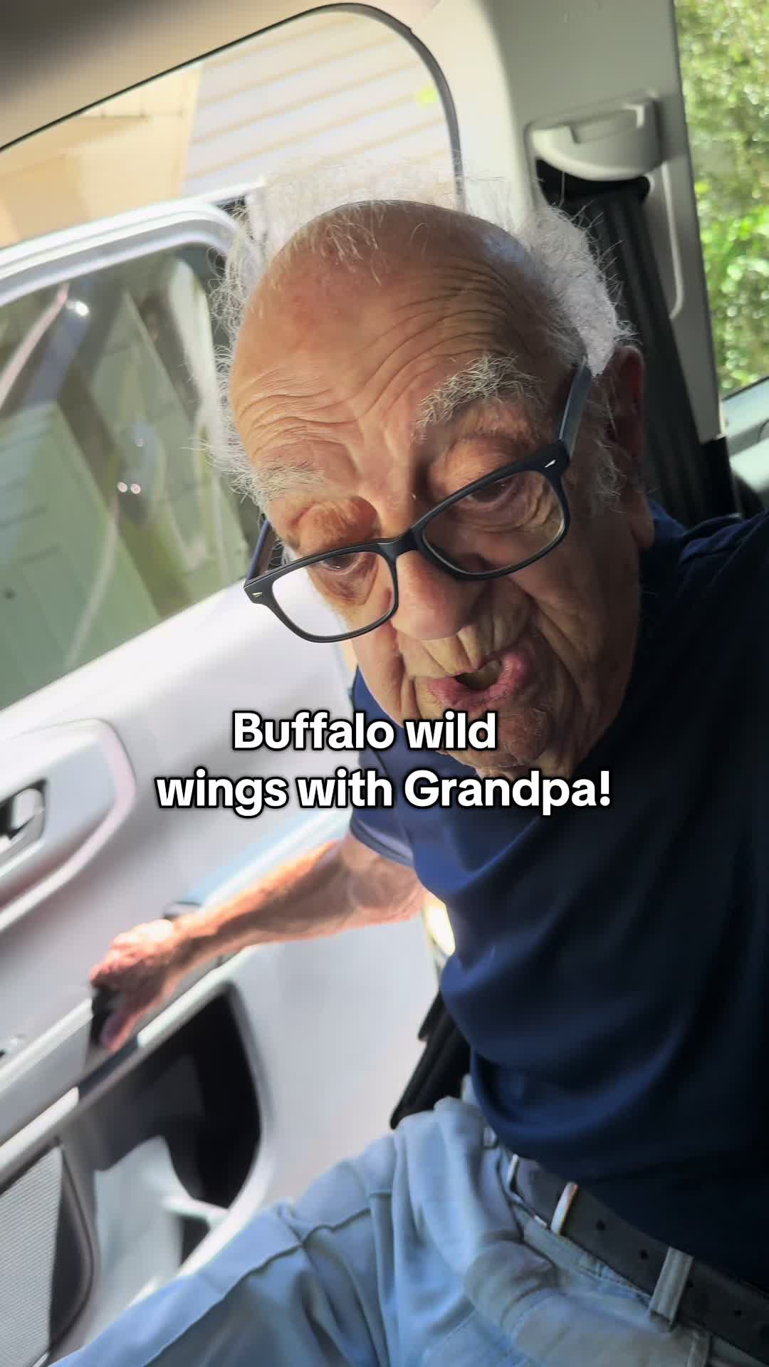 TikTok post by @tabbyz8 for Buffalo Wild Wings. Caption reads: Buffalo Wild Wings with Grandpa!!! @Buffalo Wild....