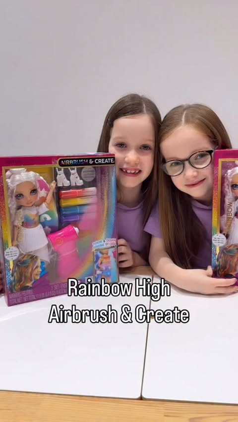 Instagram post by @thecullentwins for Rainbow High. Caption reads: Rainbow High Air Brush & Create Fashion Dolls 🌈....