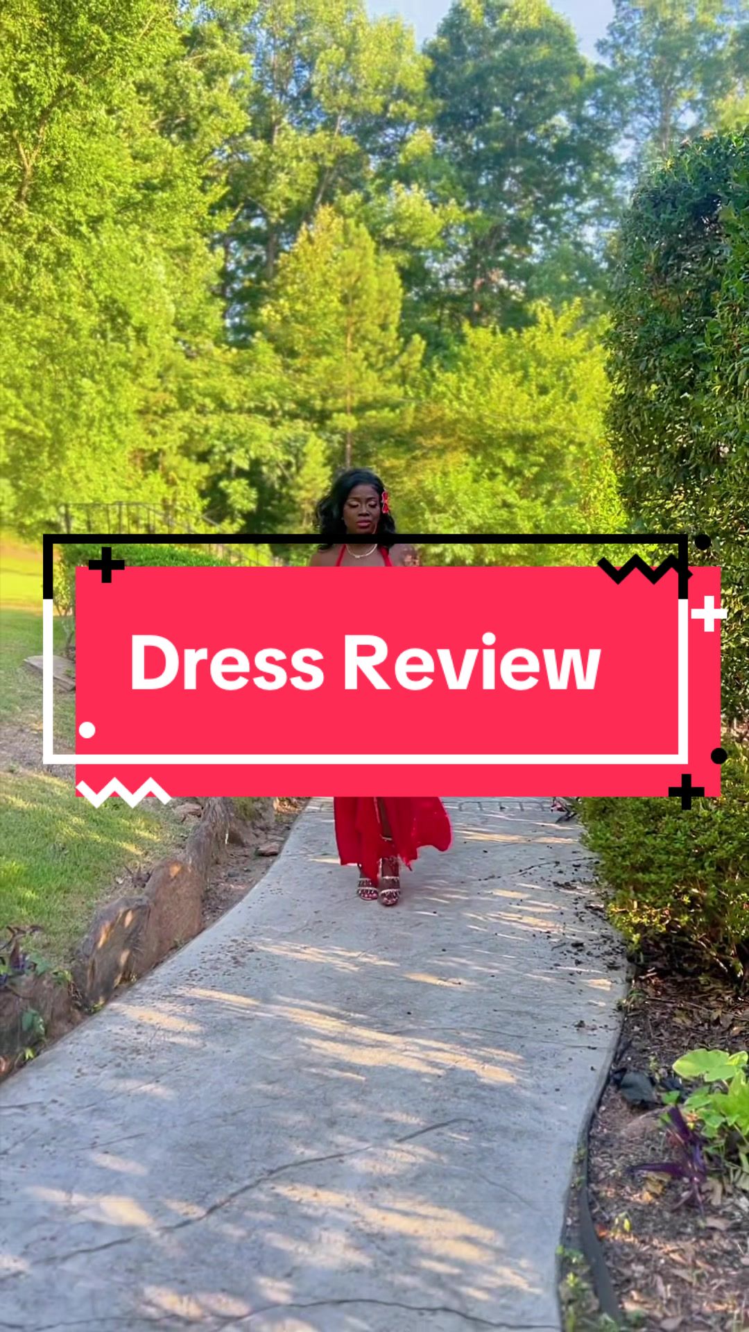 TikTok post by @blacgamuza for Aprilake. Caption reads: [...] #reddress #ladyinred #fashiontiktok....