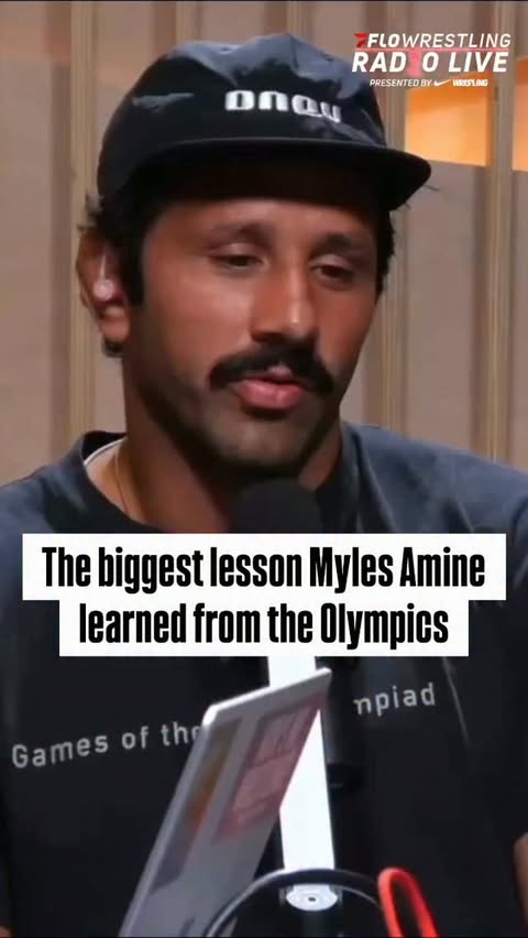 Instagram post by @mylesamine for FloWrestling. Caption reads: This is why you listen to your coach… especially....