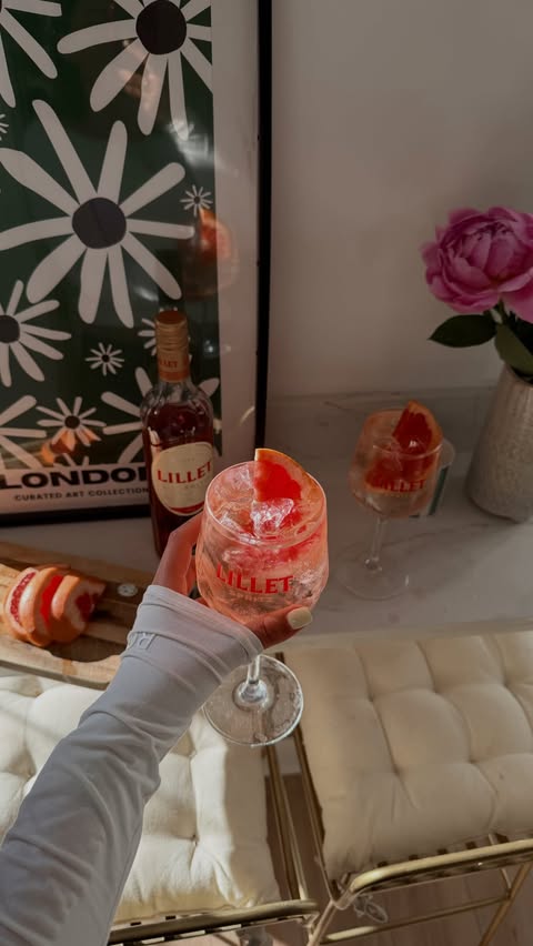 Instagram post by @rhiannacrisp for Lillet. Caption reads: [...] 🫡🍸🍸🍸⭐️ w the spritz of the summer....