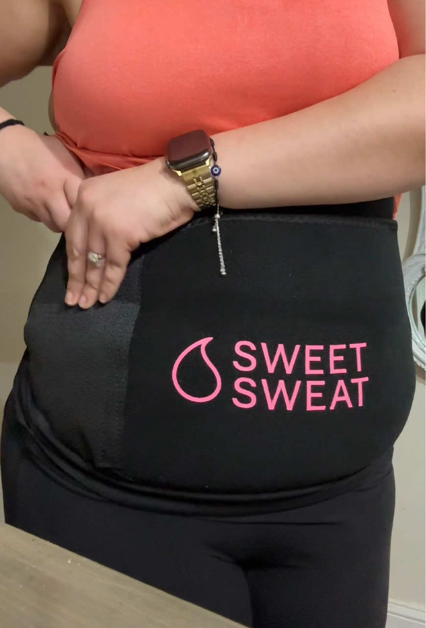 TikTok post by @theejackyb for Sweet Sweat. Caption reads: I’m loving the new size of the @Sweet Sweat belts!....