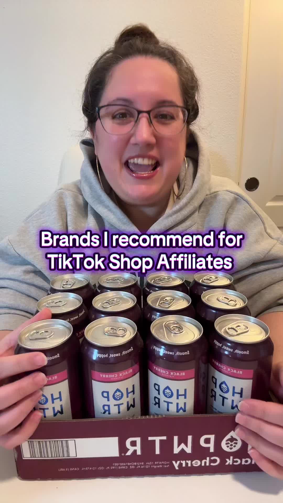 TikTok post by @juliannainlove for Hopwtr. Caption reads: [...] it’s was great learning about the brand....