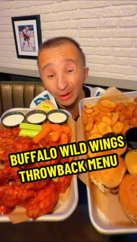Instagram post by @jshock9nine for Buffalo Wild Wings. Caption reads: Trying the Buffalo Wild Wings Throwback Menu....