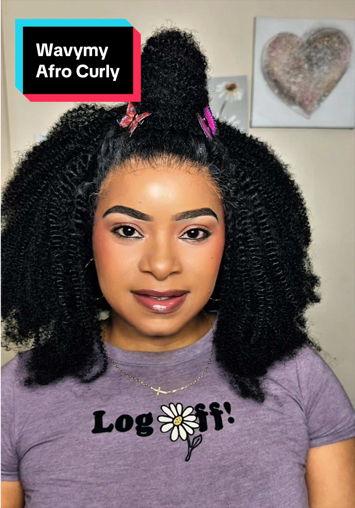 TikTok post by an influencer for Wavymy Hair. Caption reads: [...] from the link below! 🛒✨ #wavymyhair....
