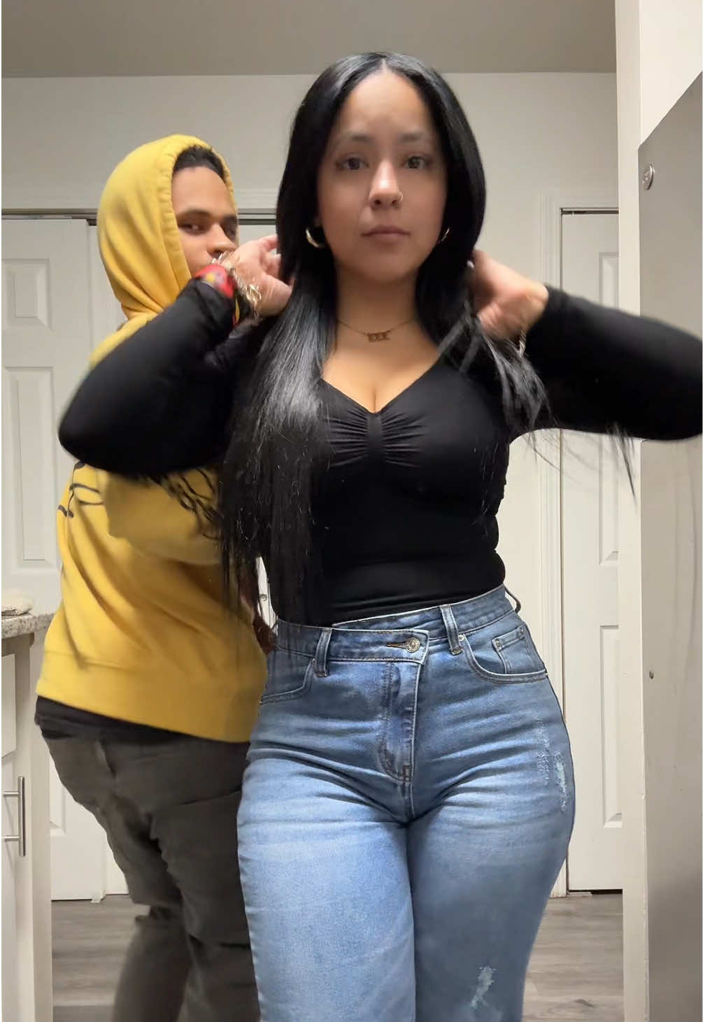 TikTok post by @kiikii_0 for Genleck. Caption reads: The star of the show are my jeans by @Genleck not....