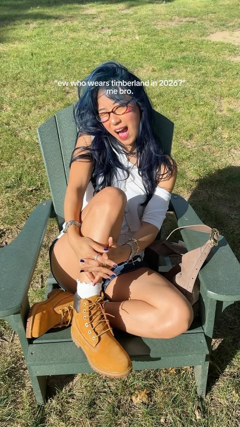 Instagram post by @gracenahx for Timberland. Caption reads: [...] Timbs had to come with me ;> me and....