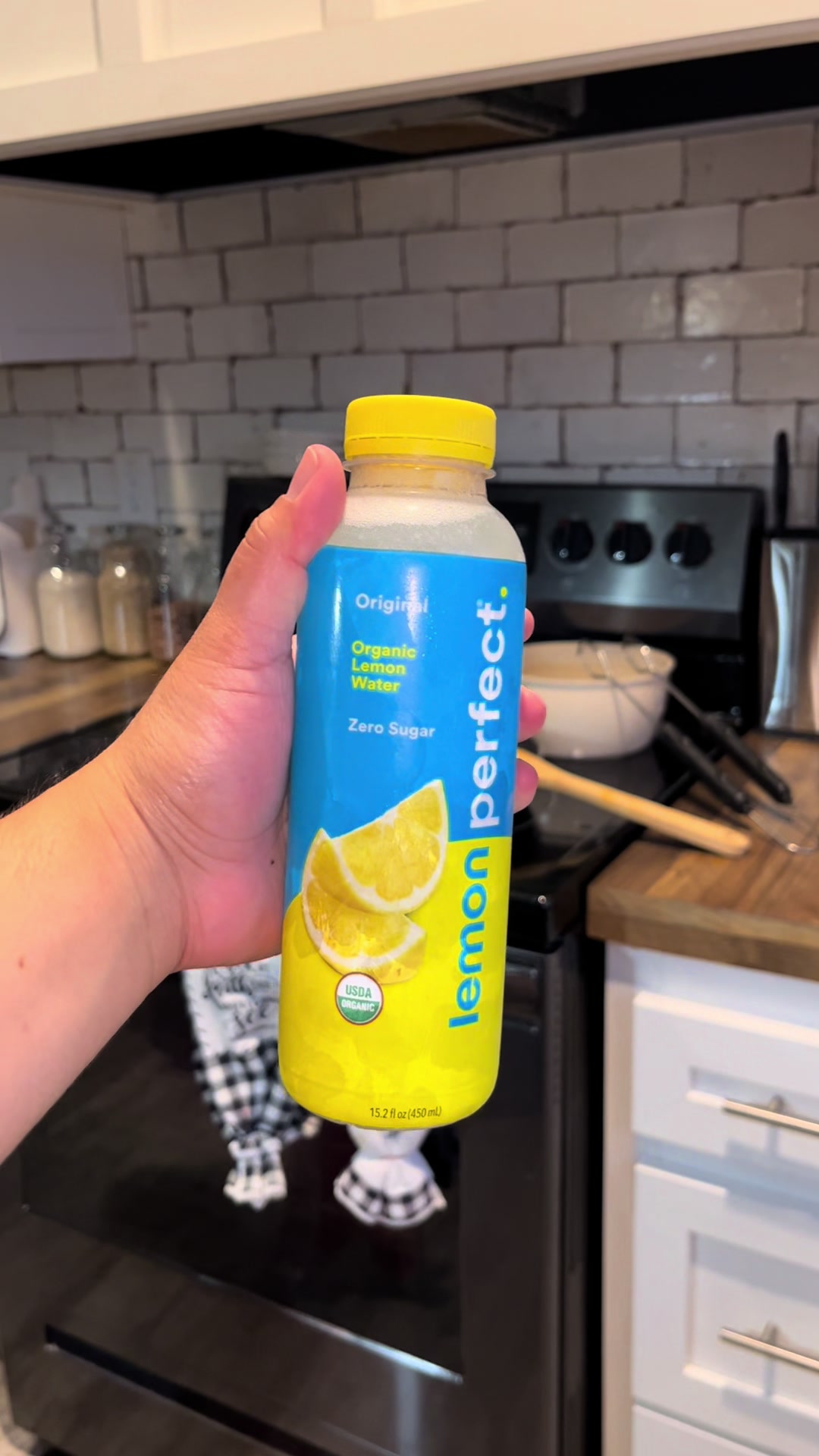 TikTok post by @alvs_becca for Lemon Perfect. Caption reads: [...] #lemonwater #organic #lemonperfectmoment....