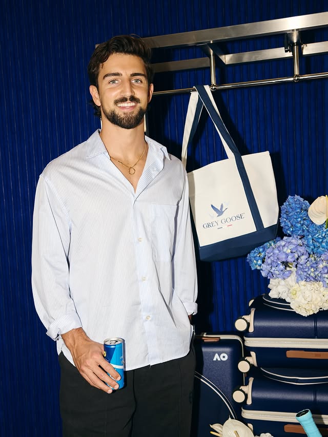 Instagram post by @joshdaicos for Grey Goose. Caption reads: Launching the @greygoose Courtside Bar for the....
