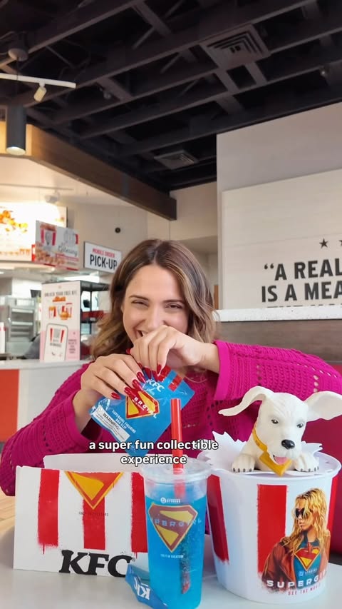 Instagram post by @supergirl for KFC. Caption reads: Available NOW! Hurry and get yours 🐾 #KFC_Partner....
