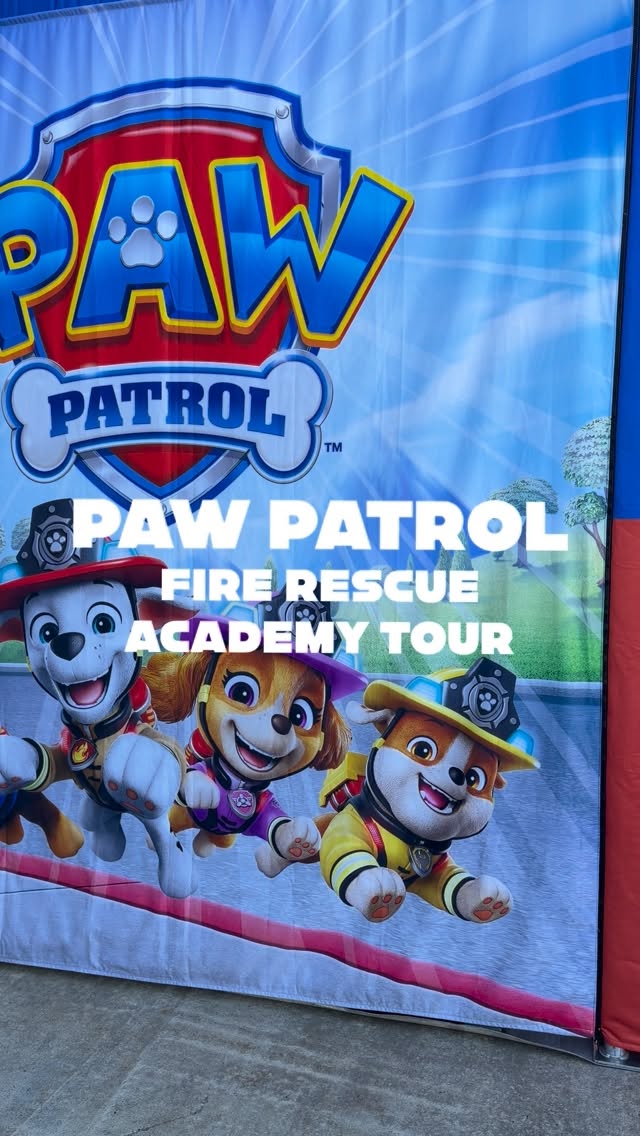 Instagram post by @nwarkansasmamas for PAW Patrol. Caption reads: The PAW Patrol Fire Rescue Academy came to Rogers....