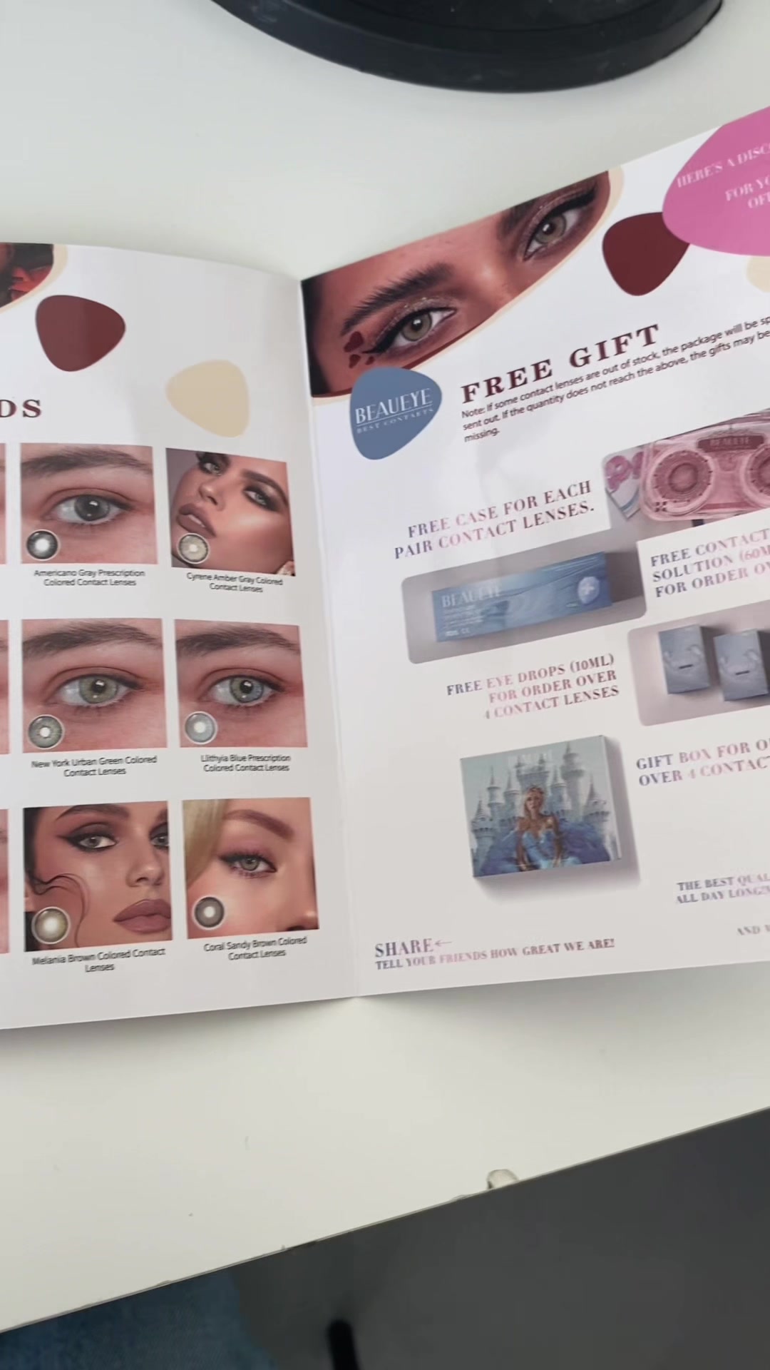 TikTok post by @milky_mon2 for Beaueye. Caption reads: @BEAUEYE Colored Contact Lenses ✨👁️ Too much of....