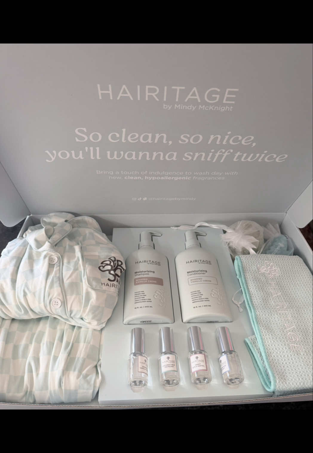 TikTok post by @brittandthegirls for Hairitage by Mindy. Caption reads: [...] after! Grab yours at Walmart 🤍 @Hairitage....