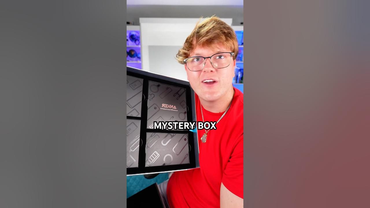 YouTube post by @KyleKrueger for AnkerMake. Caption reads: Tech Mystery Box Unboxing! | Win Yours Now.