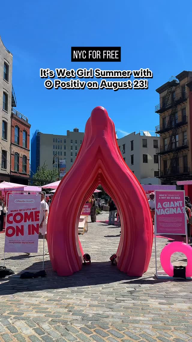 Instagram post by @nyc_forfree for O Positiv. Caption reads: It’s Wet Girl Summer with O Positiv on August 23!....