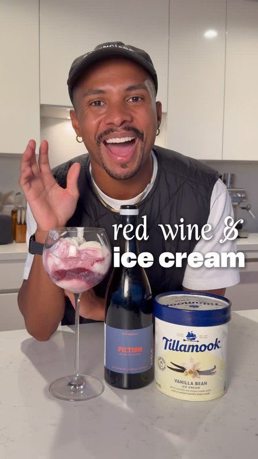 Instagram post by @jontaharris for Tillamook. Caption reads: let’s see if this red wine + ice cream thing is....