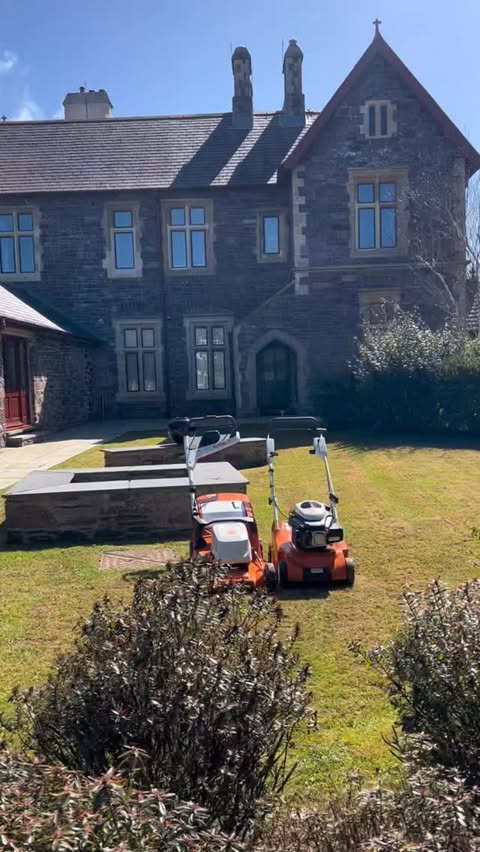 Instagram post by @stdavids_gardener for STIHL. Caption reads: AD - The @stihlgb RL 540 Scarifier is quickly....