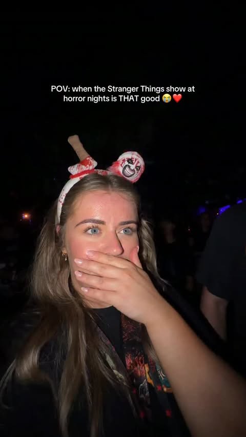Instagram post by @nathanandgrace_ for Halloween Horror Nights. Caption reads: [...] of Stranger Things 🥹❤️‍🩹 #hhn....