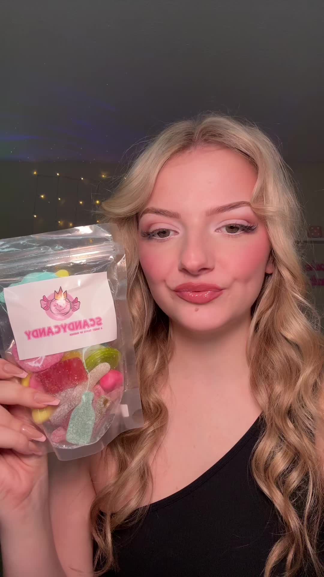 TikTok post by @ashleydashley10 for Scandycandy. Caption reads: HAVE YOU TRIED THESE?!🩷✨ @ScandyCandy #candy....