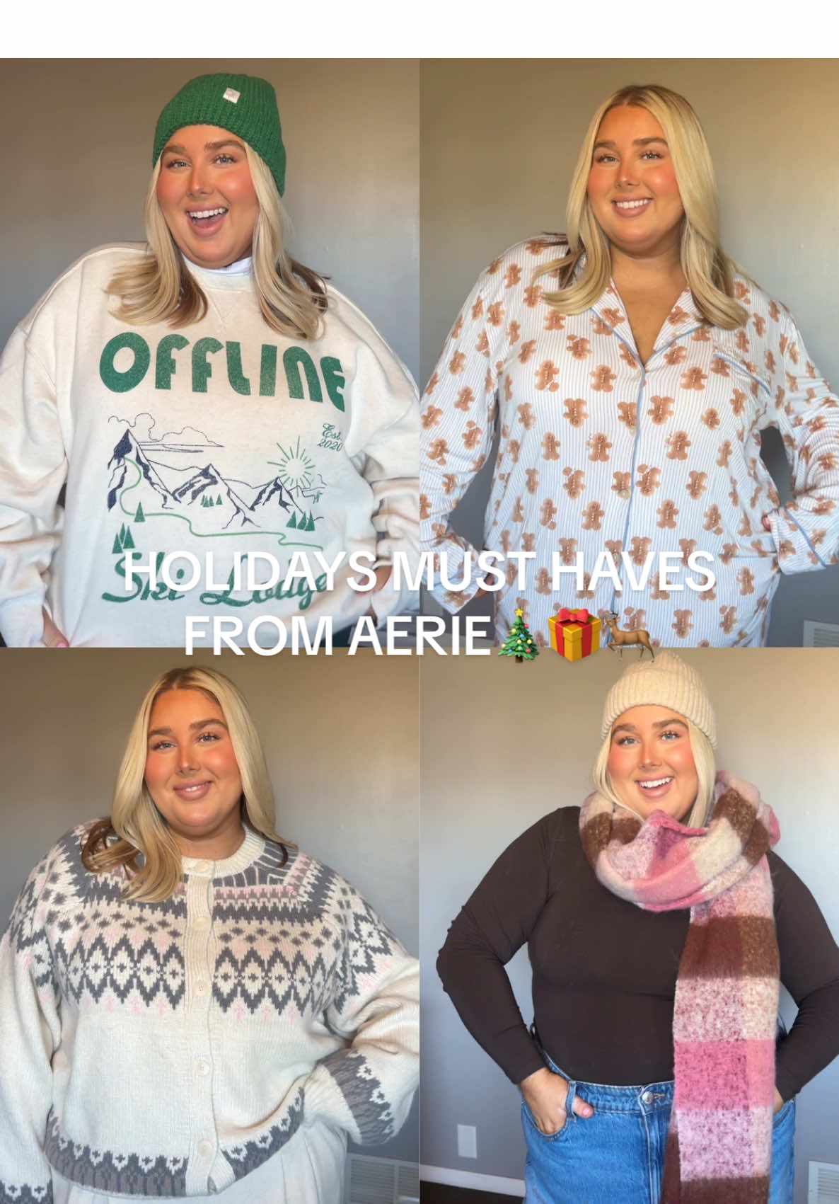 TikTok post by @taylormshipley for Aerie. Caption reads: The holiday gift hunt is over- @aerie got....
