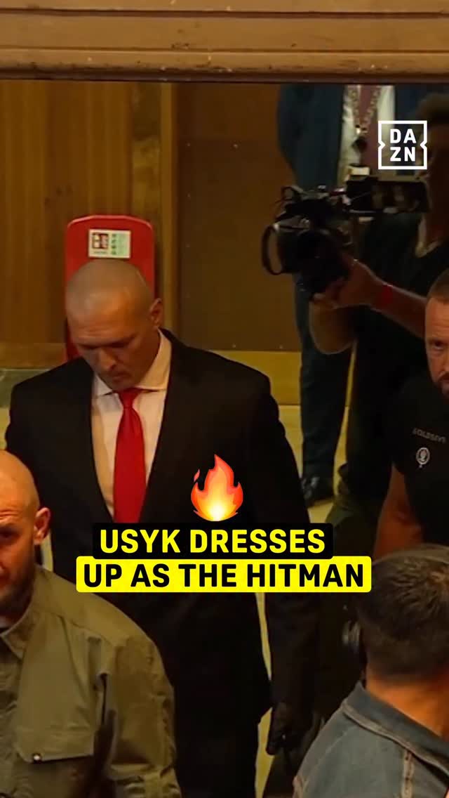 Instagram post by @dazn for DAZN Boxing. Caption reads: When Oleksandr Usyk arrived as The Hitman for a....