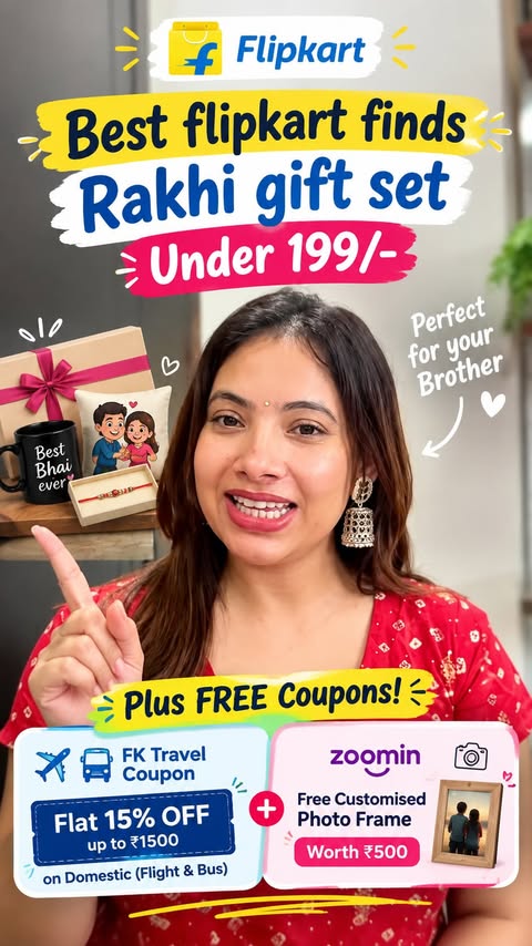 Instagram post by @beautiful_poojaa for Flipkart Homes. Caption reads: [...] SMS and redeem your coupon/voucher....