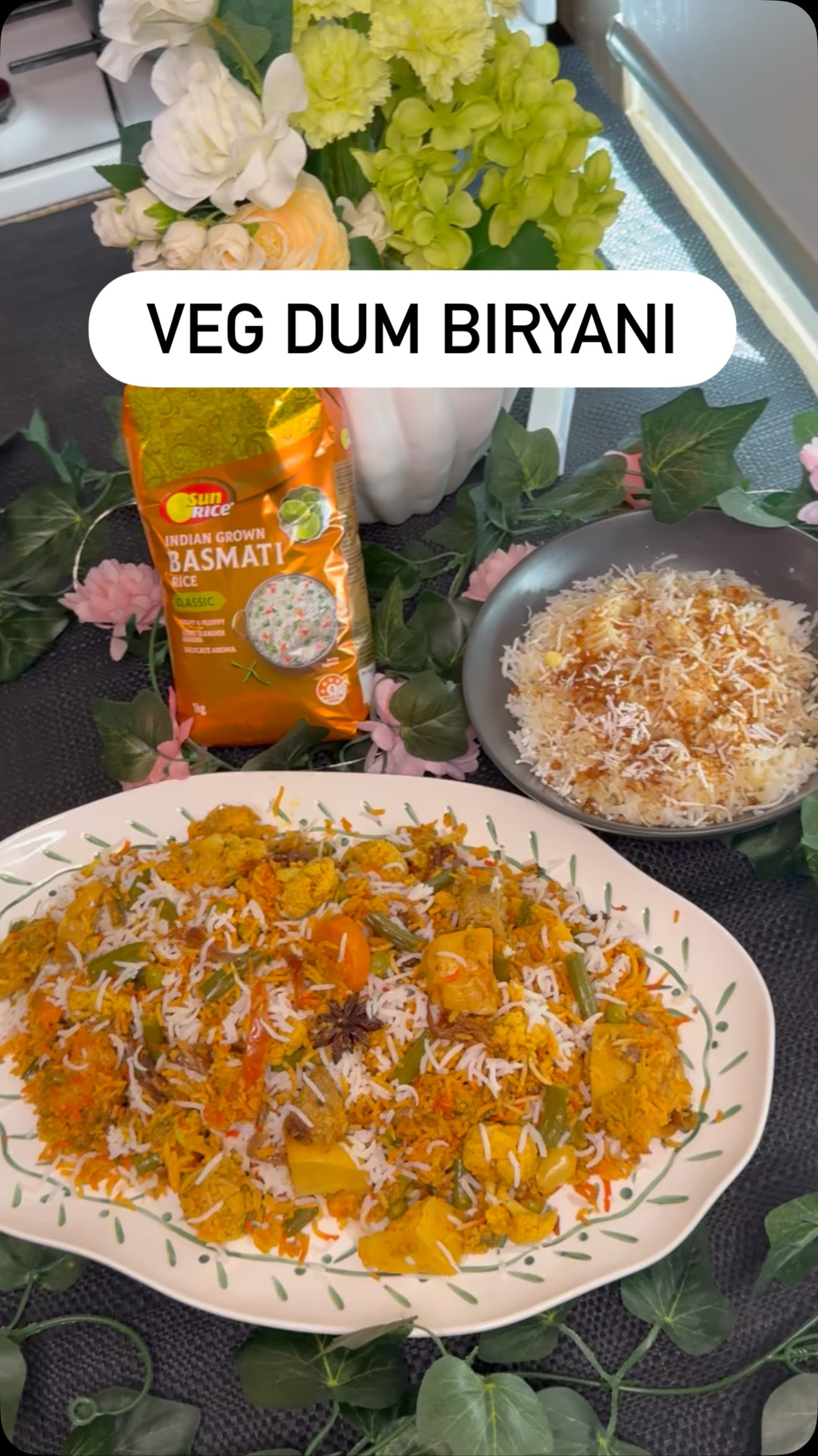 Instagram post by @anjums_dastarkhan for SunRice. Caption reads: ✨ Diwali vibes are here! 🪔 Making my favourite....