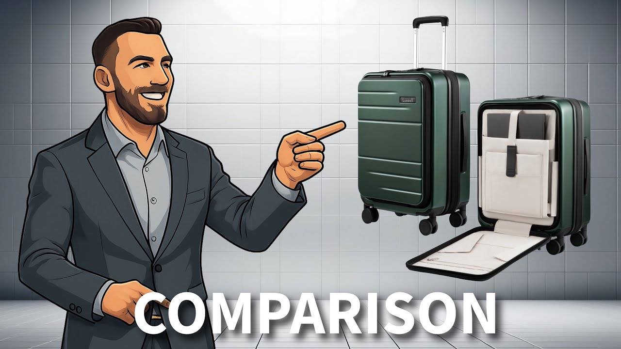 YouTube post by @911Reviews for LuggeX. Caption reads: Luggex FLO5 Expandable Carry On Luggage with [...].