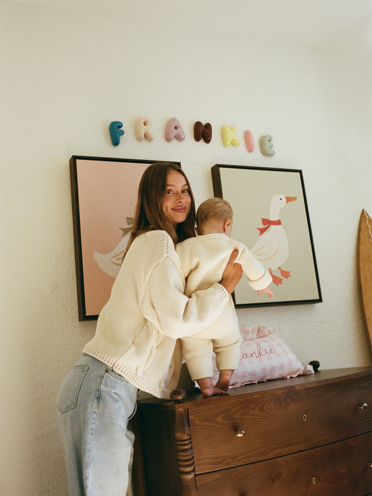 Instagram post by @haileypolk for Minted. Caption reads: Dream room for my dream girl, little 🪿 art by....