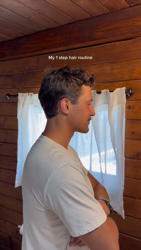 Instagram post by @bridger_lewis for American Crew. Caption reads: My simple 1 step hair routine with @americancrew....