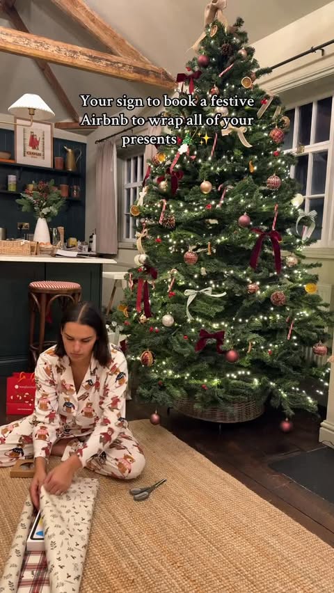 Instagram post by @megannsweeneyy for Airbnb. Caption reads: AD my annual present wrapping trip & I brought the....