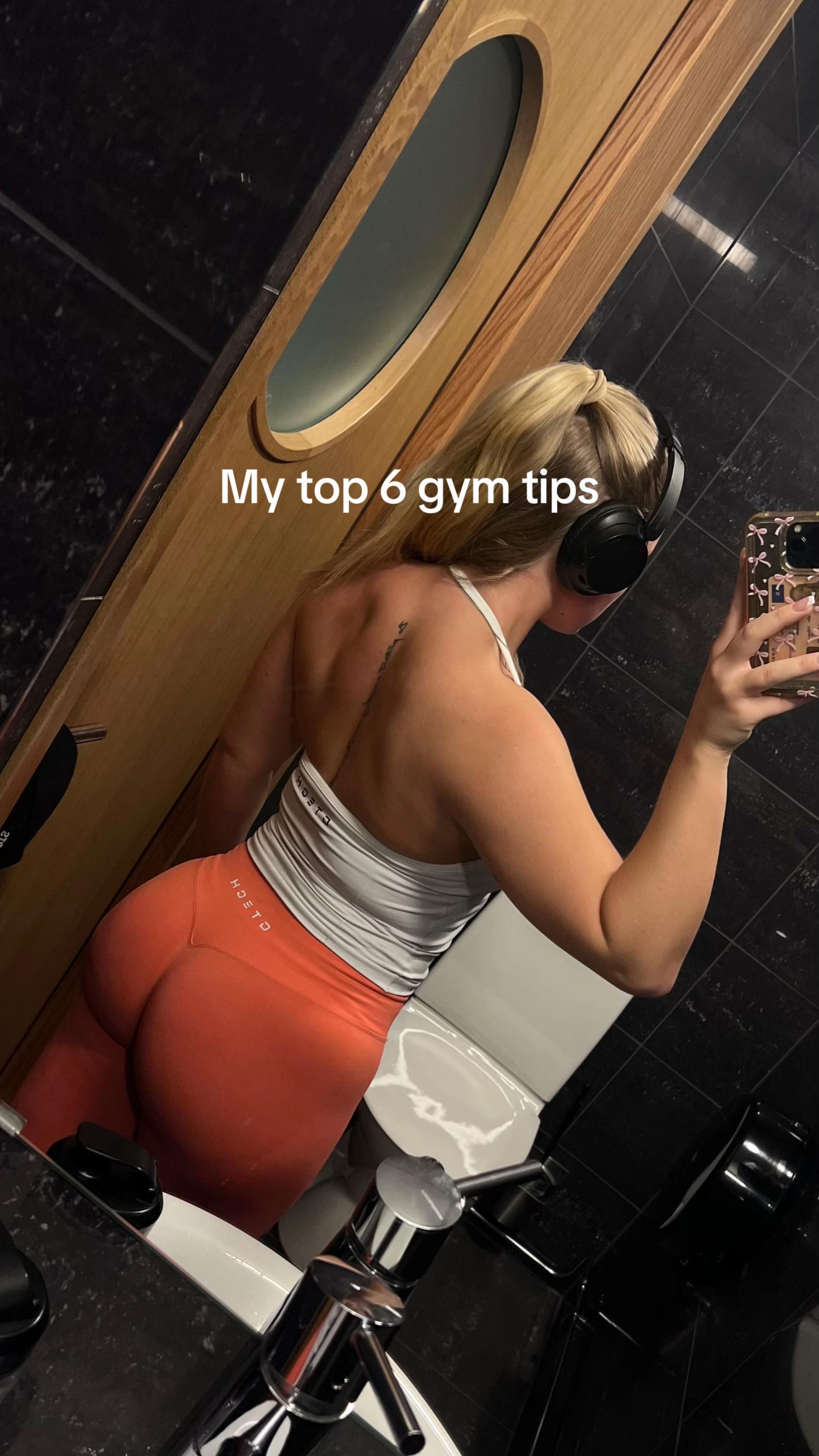 TikTok post by @mallansfitness for Gtechwear. Caption reads: #gymtips #gymrat #consistency #girlswholift....