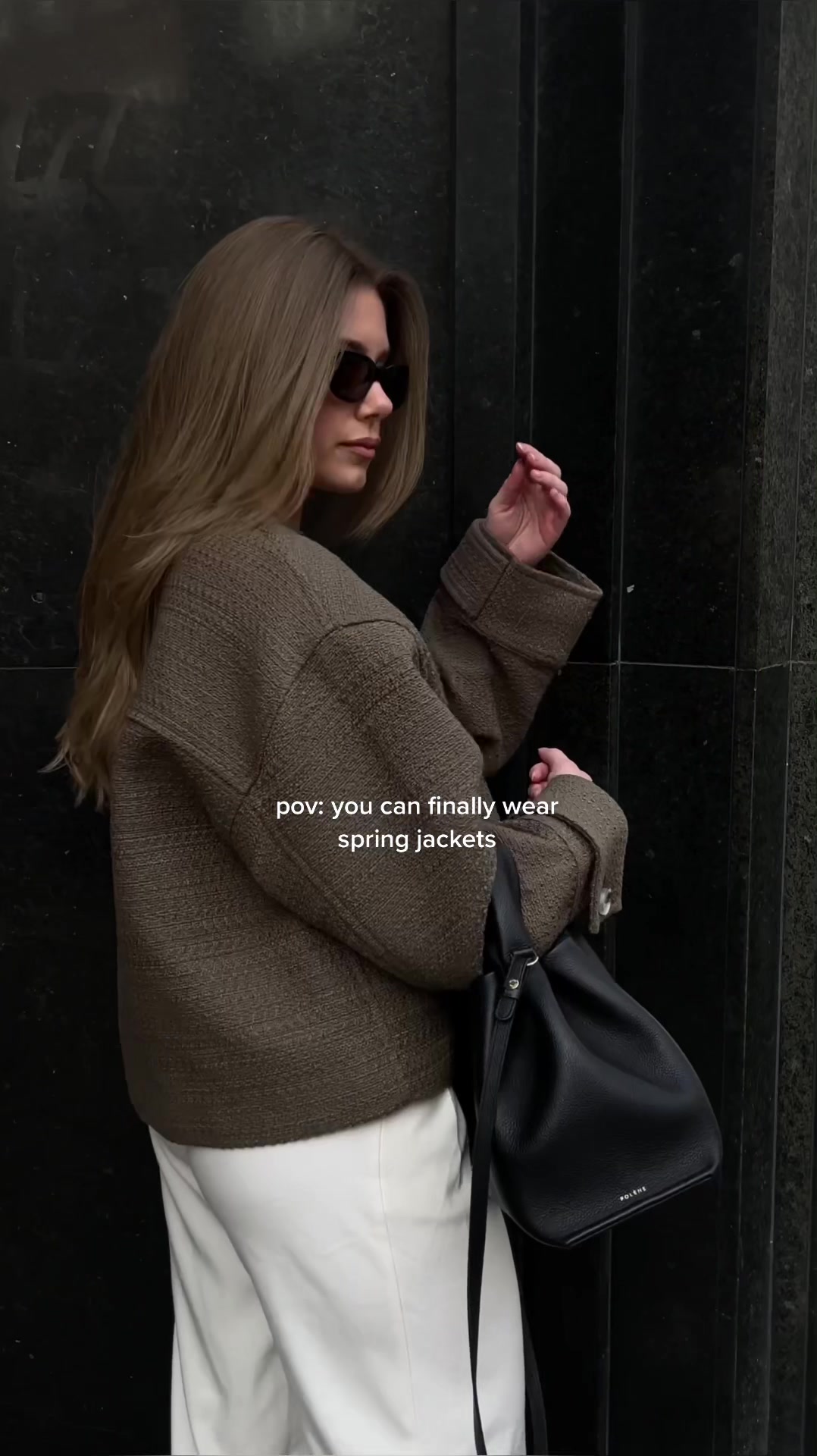 TikTok post by @dailycarinaibsen for Meotine. Caption reads: This jacket!!!! Run to @MEOTINE. 😭....