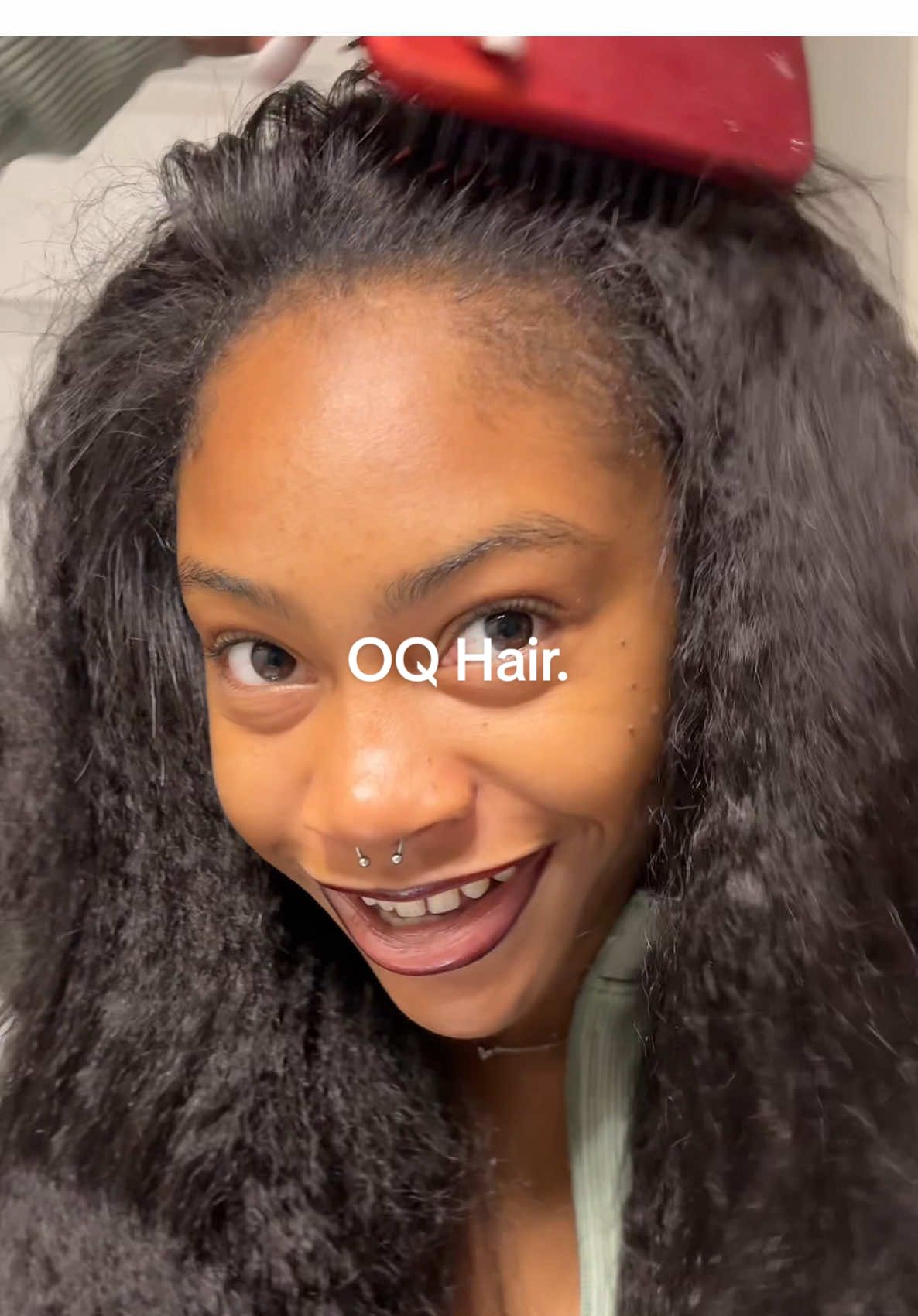 TikTok post by @jairesemaj for OQHAIR. Caption reads: [...] kinky straight half wig from @OQHAIR....