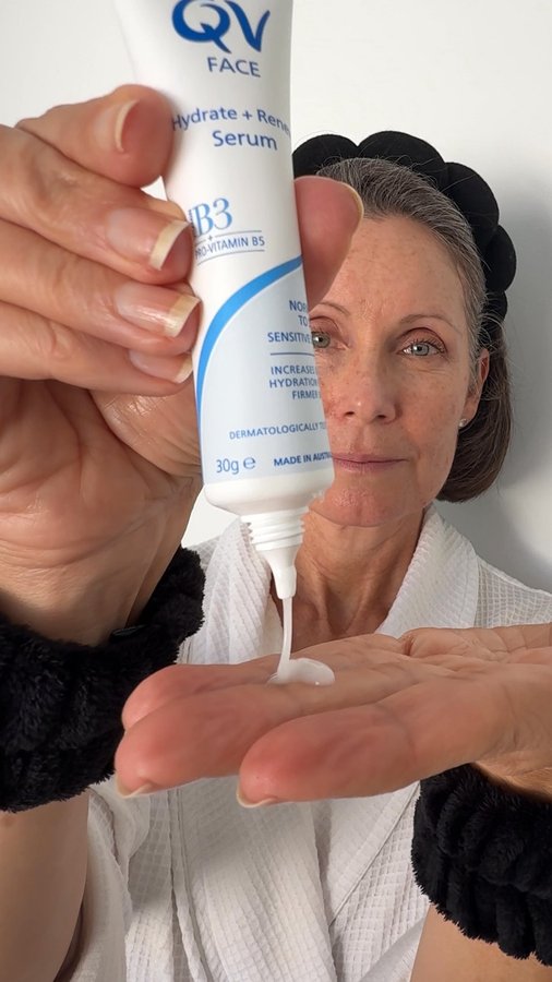 Instagram post by @danielle.appi for QV Skincare. Caption reads: I’m a busy woman with so many balls in the air at....