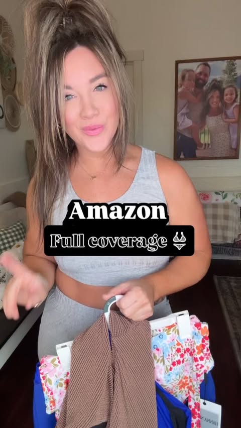 Instagram post by @kyliemegan01 for Hanna Nikole. Caption reads: These full coverage bikini swimsuits are mom....