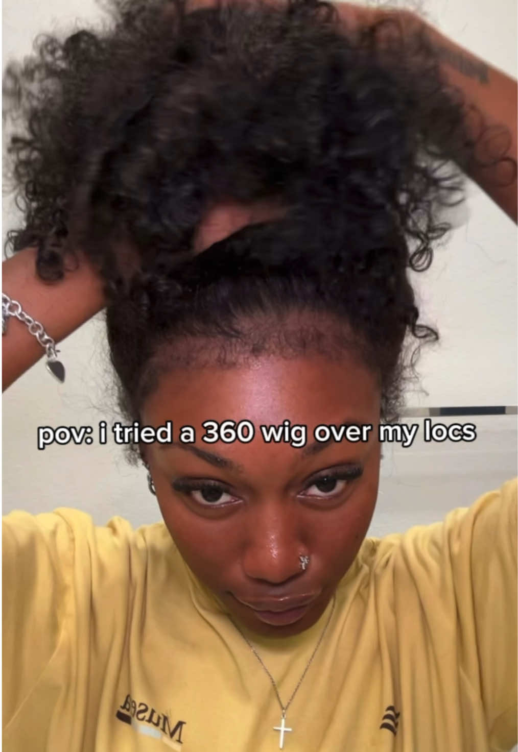 TikTok post by @..thetiaraalyce for Ashimary Hair. Caption reads: 360 wig over my locs was a success @Ashimary #fyp....