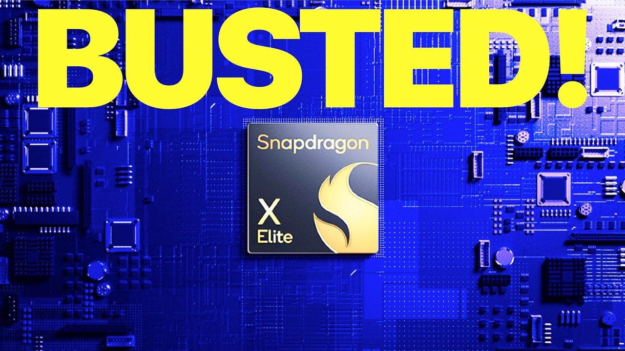 YouTube post by @jon4lakers for Qualcomm. Caption reads: MYTHS BUSTED! Qualcomm Snapdragon X Elite.