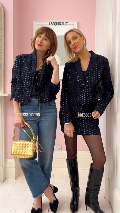 Instagram post by @belleandbunty for French Connection. Caption reads: [...] 💙 a good versatile piece and this....